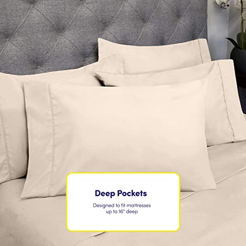 Twin Size Bed Sheets - 4 Piece 1500 Supreme Collection Fine Brushed Microfiber Deep Pocket Twin Sheet Set Bedding - 1 EXTRA PILLOW CASES, GREAT VALUE, Twin, Beige Sweet Home Collection