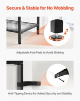 VEVOR 3-Tier Glass Console Table, Modern Rectangle Sofa Side Table with Tempered Glass Top and Iron Legs, Golden Consloe Desk with Anti-Tip Device for Living Room, Hallway, Entryway, Foyer, Black VEVOR