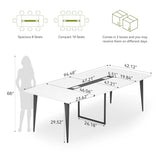 LITTLE TREE 8FT Conference Room Table, 94.48L x 47.21W x 29.52H Boat Shaped Meeting Table, White&Black LITTLE TREE