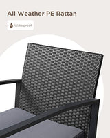 Aiho 3 Pieces Patio Furniture Set, Outdoor Wicker Furniture Set, Modern Rattan Rocking Chair Set with Coffee Table for Yard, Balcony, Poolside, Porch, Grey Aiho
