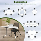 Rolling Trapezoid Conference Table with Silent Wheels,Moveable Foldable Meeting Tables,Flip Top Modular Seminar Table,Business Mobile Folding Training Tables for Office Room,Surface is White(8pack, B) ATagope