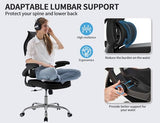 TRALT Ergonomic Office Chair - Desk Chair with Wave High Back Adjustable Lumbar Support Computer Chair - Gaming Chairs Mesh Backrest and PU Leather Seat for Home Reading Chairs to Adults(Black) TRALT