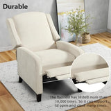 INZOY Wingback Pushback Recliner Chair, Fabric Push Back Recliners with Padded Seat, Mid Century Modern Reclining Chair for Living Room Bedroom, White