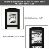 SZQINJI 3 Panel Photo Room Divider Screen, Solid Wood Divider for Room Separation for 8x10 Picture Frame Without Mat for 5x7 Photo with Mat, Black SZQINJI