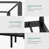 YITAHOME Canopy Bed Frame, Four Poster Platform Bed with USB Charging Station, Metal Bed Frame with Slats Support, 12.4 inch Underbed Storage, No Box Spring Needed, Black, King Size