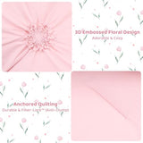 Wowelife Twin Comforter Set for Girls, Boho Pintuck Bedding Comforter Sets, 4 Pieces Ruffles Jacquard Embroidery Twin Bedding Sets with Comforter, Fitted Sheet, Flat Sheet and Pillowcase, Pink Wowelife