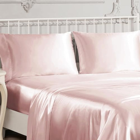Juliette Leblanc New York Silky Satin Queen Pillowcase Set - Pink Pillow Cover Set - Luxury Satin Bedding 2-Piece Set Juliette LaBlanc