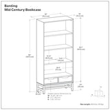 SIMPLIHOME Banting Bookcase - 66 inch Tall Solid Hardwood and Metal Bookshelf in Walnut Brown, Industrial Storage for Living Room, Study Room or Office with Open Shelves and Metal Frame SIMPLIHOME