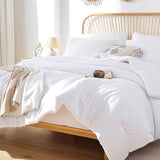 ROSGONIA White Queen Comforter Set, 3pcs(1 Boho White Comforter & 2 Pillowcases) All Season Soft Bedding Lightweight Bedspread Blanket Quilt ROSGONIA