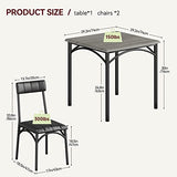Amyove Modern Rustic Gray Square Dining Set, 29.2' L x W 30.1' H Table, 33.7' 18.4' 17' Chairs, 2 Person, Metal & MDF, Easy Assembly, Space-Saving Amyove
