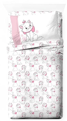 Jay Franco Kids Sheet Set with Fitted, Flat Sheets & Pillow Cover - Ultra-Soft Bedding with Pillowcase for Room Decor, White - Aristocats, 3 Piece Twin Jay Franco