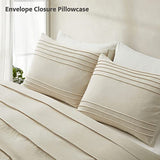 Oli Anderson Beige Duvet Cover Queen Size - Pleated Queen Duvet Cover, 3PCS Soft and Breathable Textured Bedding Set with Zipper Closure(Beige,90"x90") Oli Anderson