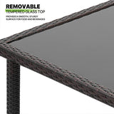 Magshion 5 Pieces Outdoor Patio Furniture Set with Thick Cushions, All-Weather Wicker Bistro Rattan Conversation Chairs with Glass Top Side Table for Garden Lawn Poolside Backyard Porch, 250lbs, Brown Magshion