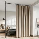 Gonnrly Room Divider Tension Rod No Drill, Adjustable 35-100" W x 43-120" H Freestanding Pole for Privacy,Room Divider Curtains,Black gonnrly