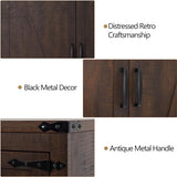 Farmhouse Tall Kitchen Pantry Cabinet with Adjustable Shelves and Barn Doors - 71" Brown Storage Solution Hlivelood