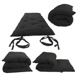 D&D Futon Furniture Cotton/Foam Traditional Japanese/Thai Floor Rolling Futon Mattresses, Yoga Meditation Mats, 3x30x80 Black D&D Futon Furniture
