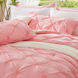 BEDELITE Pink Queen Comforter Set - 3 Pieces Boho Pintuck Bedding Comforter Sets, Lightweight Soft & Warm Bed Comforter with 2 Pillowcases for All Season,Valentines Day BEDELITE