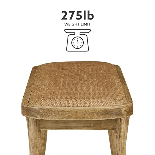 Linon Hank Natural Bentwood Bench with Natural Woven Rattan Seat Linon