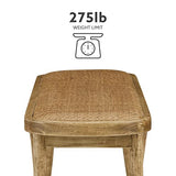 Linon Hank Natural Bentwood Bench with Natural Woven Rattan Seat Linon