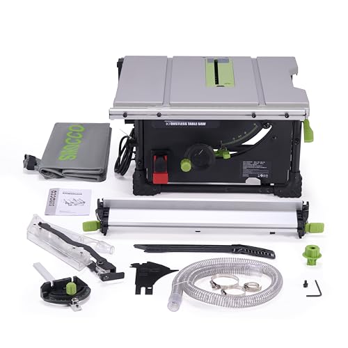 SIROCCO Dustless Table Saws for Jobesites, 10" Cutting Blade 98.5% Dust Collection Rate Cutting Speed Up to 4500RPM, 60T Blades SIROCCO
