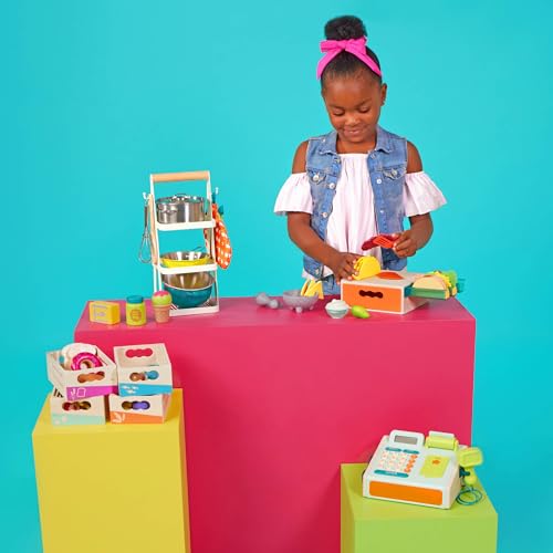 B. toys- Little Foodie Groups- Pretend Play Wooden Play Food – Food Group Crates – 24 Play Kitchen Accessories – Educational Toys for Kids – 3 Years + B. toys
