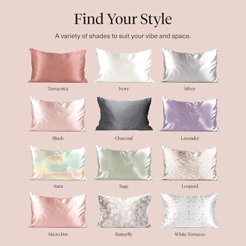 Bridgerton x Kitsch Satin Pillowcase with Zipper for Hair & Skin - Softer Than Silk Pillow Cases, Cooling Satin Pillow Case, Wrinkle-Free - King Size Satin Pillow Case (19x36) - Garden Toile Kitsch
