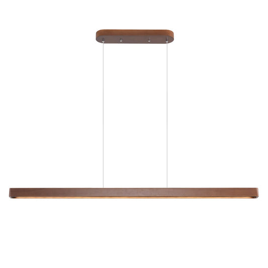 YISDESIGN 71" Wood Linear Pendant Light Wood Linear Dinning Room Light Island Lights LED Dimmable Linear Chandelier 40w for Dining Room Pool Table Walnut Color - WoodArtSupply