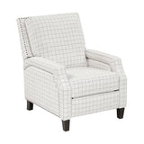 Lexicon Pushback Recliner Chair, Plaid Textured Fabric Armchair Push Back Reclining Chair, Nailhead Trim, Solid Wood Legs, Easy Assembly for Living Room/Office/Apartment, Off-White Lexicon