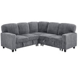 Ball & Cast L-Shaped Sleeper Sofa Bed,5 Seater Sectional Couch with Pull Out Bed and USB Charging,Cupholders & Storage Seats,Convertible Sofa Bed for Living Room,Apartment,Corduroy Fabric,Gray,81" Ball & Cast