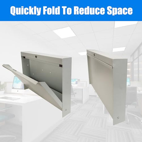 biosp Folding Wall Mounted Desk, Lockable Wall-Mounted Workstation, 50 LBS Capacity, 20''W x 3.38''D x 16.4''H, Murphy Desk, Fold Down Floating Desk with Magnetic Closure for Office Factory, White biosp