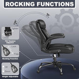 AnyGod Ergonomic Mid-Back Desk Chairs Comfy for Home Office with Flip-up Armrests, Lumbar Support, Adjustable Height and Swivel Rolling Wheels AnyGod