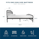 Novogratz Bushwick Modern Metal Bed, Slightly Triangular Headboard and Footboard with Inset Spindles, Adjustable Base Height for Underbed Storage, Requires No Box Spring, King Size - Black Novogratz