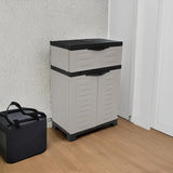 Sunnydaze Plastic Garage Storage Cabinet with Adjustable Shelf - 34.5" H - Garage, Office, Home, Laundry Room - Gray Sunnydaze Decor