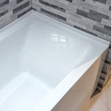 WOODBRIDGE 60" Acrylic Rectangular Alcove Soaking Bathtub in White with Left Drain, Brushed Nickel pop-up Drain Included, LB428-L WOODBRIDGE