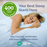 Twin XL Sheet Set - 100% Cotton Sheets - 3 Piece Twin XL Size Cotton Bed Set with Deep Pockets up to 16 Inches - Soft, Breathable & Cooling - Fade and Stain Resistant - Machine Washable - Light Blue CGK Unlimited