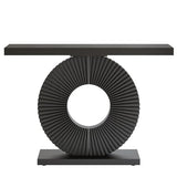 Tribesigns Modern Entryway Console Table, 39 inch Wooden Narrow Sofa Table Behind Couch with Geometric Base, Contemporary Accent Table for Living Room, Entrance, Hallway, Black Tribesigns