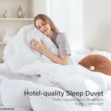 Luxury Goose Down Comforter King Size, 750 Fill Power All Season Fluffy Duvet Insert, 56oz Medium Weight, Soft Cotton Fabric, Hotel Bedding Comforter with Corner Tabs, 106 x 90 Inch SANSWAN