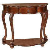 Touch of Class Eudora Natural Cherry Console Table | Half Round Wooden Vintage Accent | Semi Circle Traditional Style Furniture for Bedroom, Living Room, Sofa Touch of Class