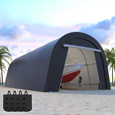 FansaFurn Heavy Duty Carport with 4 Cloth Bags, All-Weather Portable Garage with 2 Roll-up Doors, Car Canopy Storage Shelter Shed for Boat, Truck, or Garden Tools, 12' x 25'