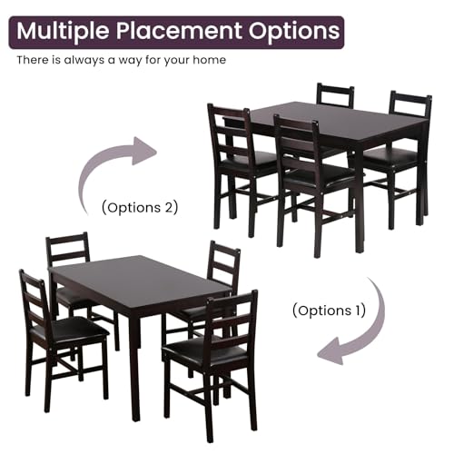 Pazidom Small Dining Table Set for 4, Wooden Kitchen & Dining Room Sets 5 Piece Kitchen Table Set, Square Table and Chair Breakfast Table Set for Restaurant Home Kitchen Living Room, Dark Brown Pazidom