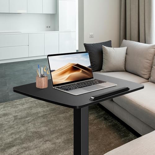 JSJCCTESK Mobile Standing Desk with 45° Tilting Desktop, Portable Rolling Standing, Height Adjustable Sit Stand Foldable with Wheels, Mobile Desk Workstation for Home Office (Black, Large) JSJCCTESK