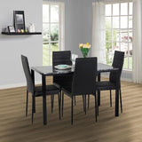 PayLessHere Dining Table and Chairs Set, Modern Rectangular Marble Table top with 4 Chairs PU Leather for Dining Room and Kitchen, Black Marble PayLessHere