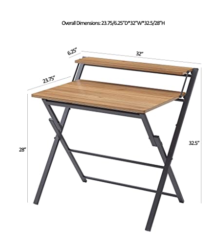 Ball & Cast Folding Computer Desk Foldable Laptop Table 2 Tiers, 32" W, Natural - WoodArtSupply