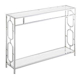 Convenience Concepts Omega Chrome Console Table 42" - Contemporary Modern Sofa Table with Storage Shelf, Narrow Entryway Hall Table for Living Room, Bedroom, Bathroom, Glass/Chrome Convenience Concepts