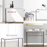 BOWERY HILL Contemporary Marble Console Table, 31" L x 13" W x 28" H, Engineered Wood Top, Black Metal Legs, Modern Style Entryway, Hallway or Living Room Accent Furniture BOWERY HILL