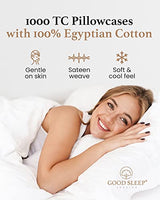 1000 TC White Standard Pillowcases Set of 4 100% Egyptian Cotton Pillow Cases with Long Staple Cotton & Sateen Weave, Silky Soft Hotel - Like Bed Pillow Covers for Comfy Sleeping, Snug Fit Good Sleep Bedding