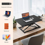 Raathionty Standing Desk Converter Adjustable Height,Keyboard Riser for Stand Up Desk Riser,Computer Keyboard Stand for Desktop,Ergonomic Sit Stand Computer Workstations Black Size 23.6 Inch Raathionty