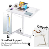 MPETAPT 28-Inch Mobile Standing Desk, Computer Workstations with Cup Holder, Portable Standing Desk with Lockable Wheels, Rolling Table for Home Office Classroom Hospital (Snow-White, Steel Classic) MPETAPT