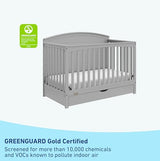 Graco Bellwood 5-in-1 Convertible Crib with Drawer (Pebble Gray) - GREENGUARD Gold Certified, Full-Size Storage Drawer, Converts to Toddler Bed and Full-Size Bed STORK CRAFT