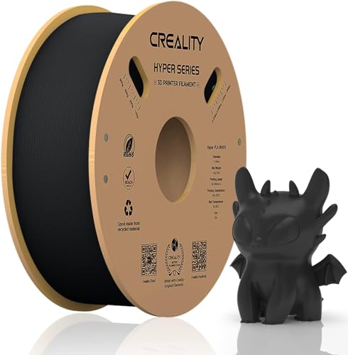 Official Creality Hyper PLA Filament 1.75mm, High Speed PLA 30-600mm/s 3D Printer Filament PLA, Dimensional Accuracy +/-0.02mm, Fit Most FDM 3D Printers，1KG(2.2lbs) Spool Black Creality